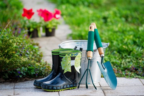 A transformed Southall garden with tidy lawns and planting