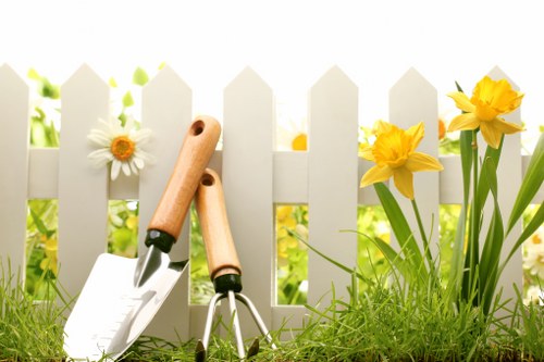 Safe gardening operations with organised tools and clear work area